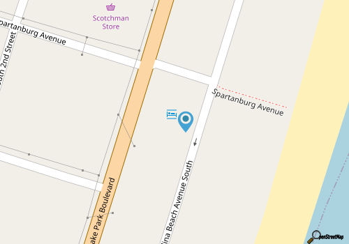Bright Carolina Beach Condo: Public Beach On-Site map location